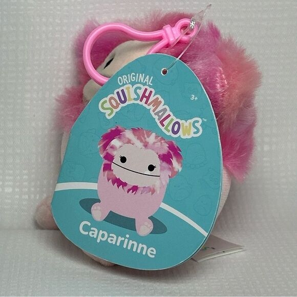 NWT Squishmallows Keychain Clip-On 3.5” Caparinne the Pink Bigfoot Yeti - Picture 5 of 5